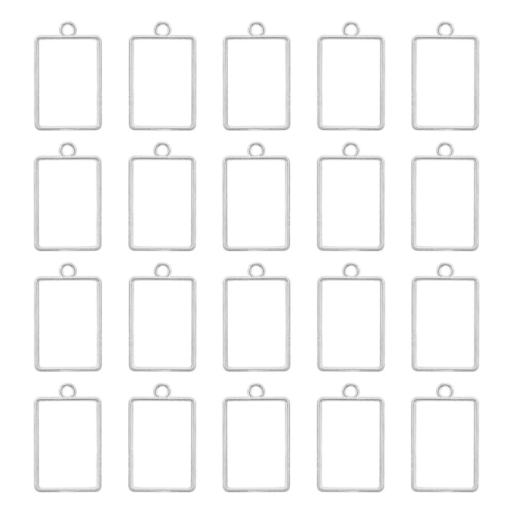 3160 Open Back Bezel Pendants, 30pcs Rectangular Hollow Frame Charm